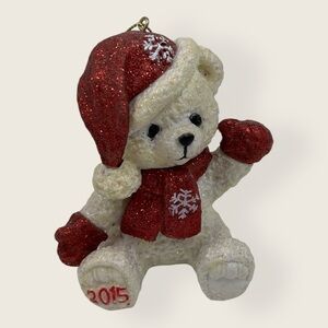 2015 DANDEE Christmas Glitter Red Snowflake Bear Ornament